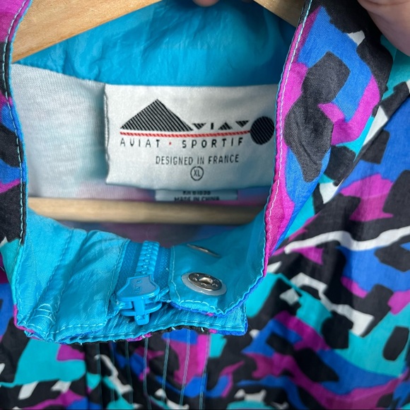 Vintage 80’s Nylon Funky Print Windbreaker XL Stranger Things - Picture 3 of 5